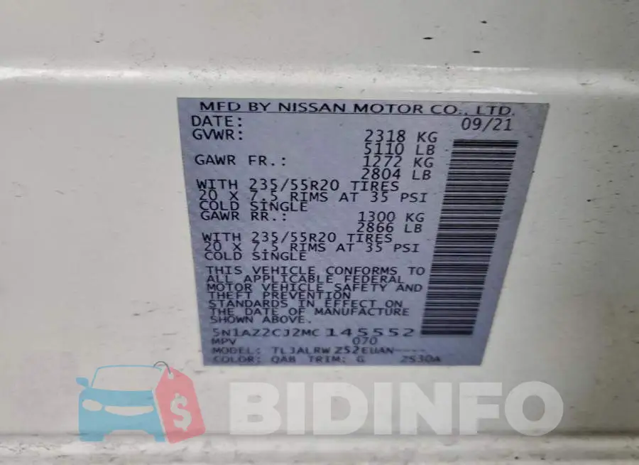 5N1AZ2CJ2MC145552 Photo# 13