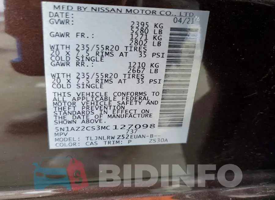 5N1AZ2CS3MC127098 Photo# 12