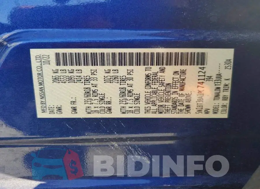 5N1BT3BA1PC741124 Photo# 13