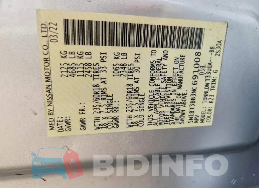 5N1BT3BB3NC691008 Photo# 12