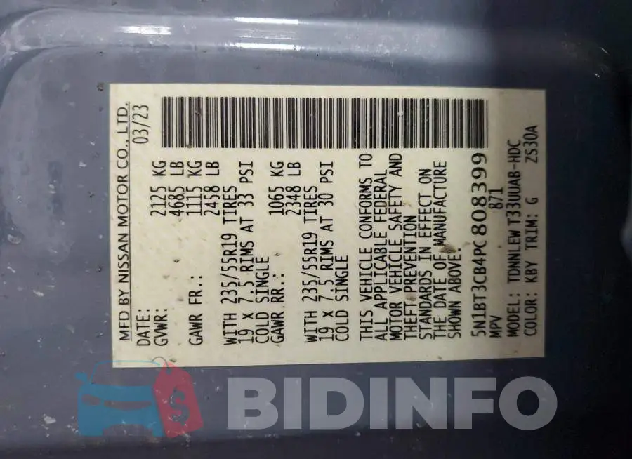 5N1BT3CB4PC808399 Photo# 14