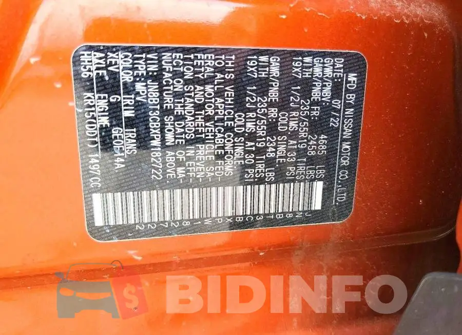 JN8BT3CBXPW182722 Photo# 13