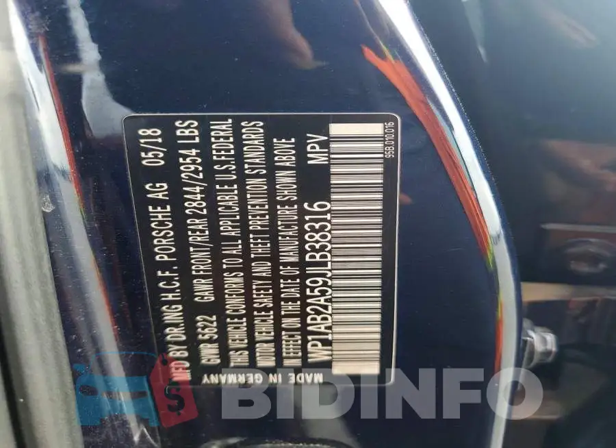 WP1AB2A59JLB38316 Photo# 12