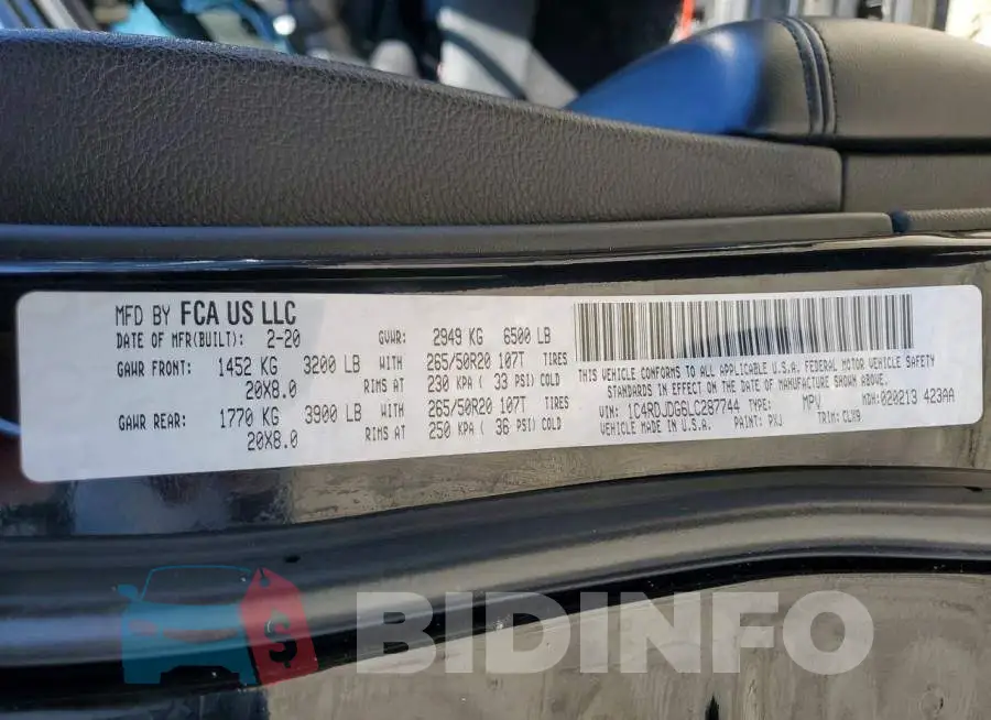 1C4RDJDG6LC287744 Photo# 13