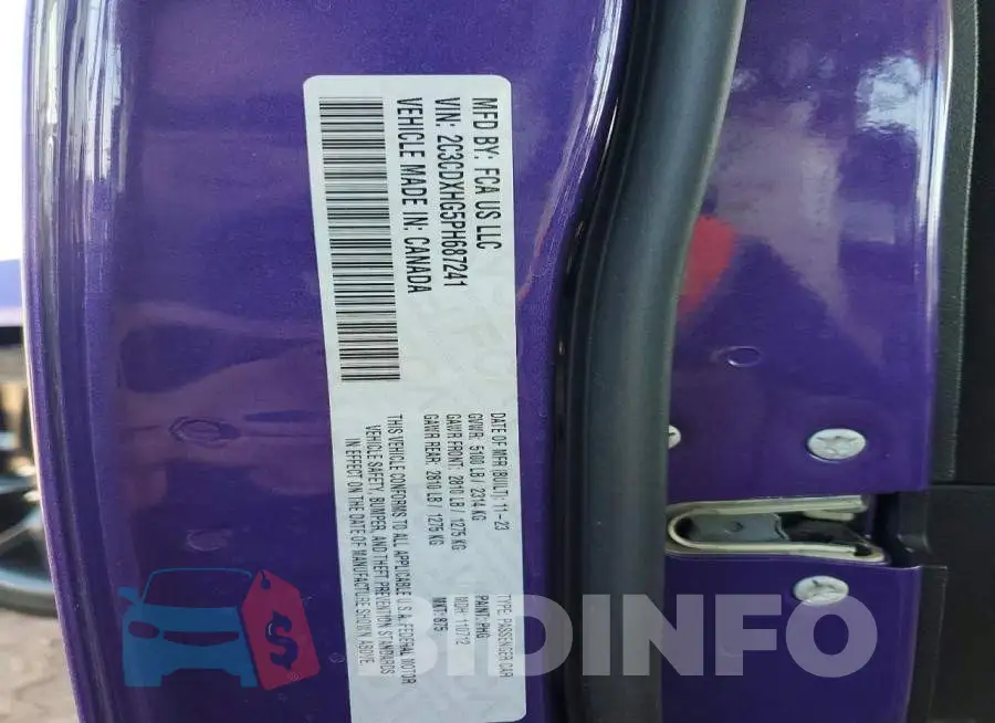 2C3CDXHG5PH687241 Photo# 12