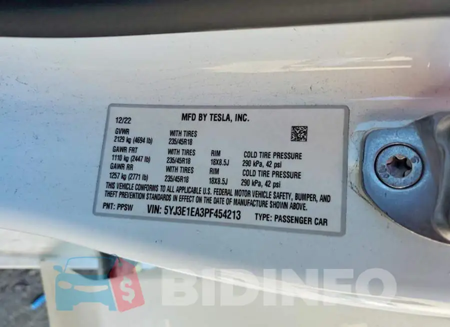 5YJ3E1EA3PF454213 Photo# 12