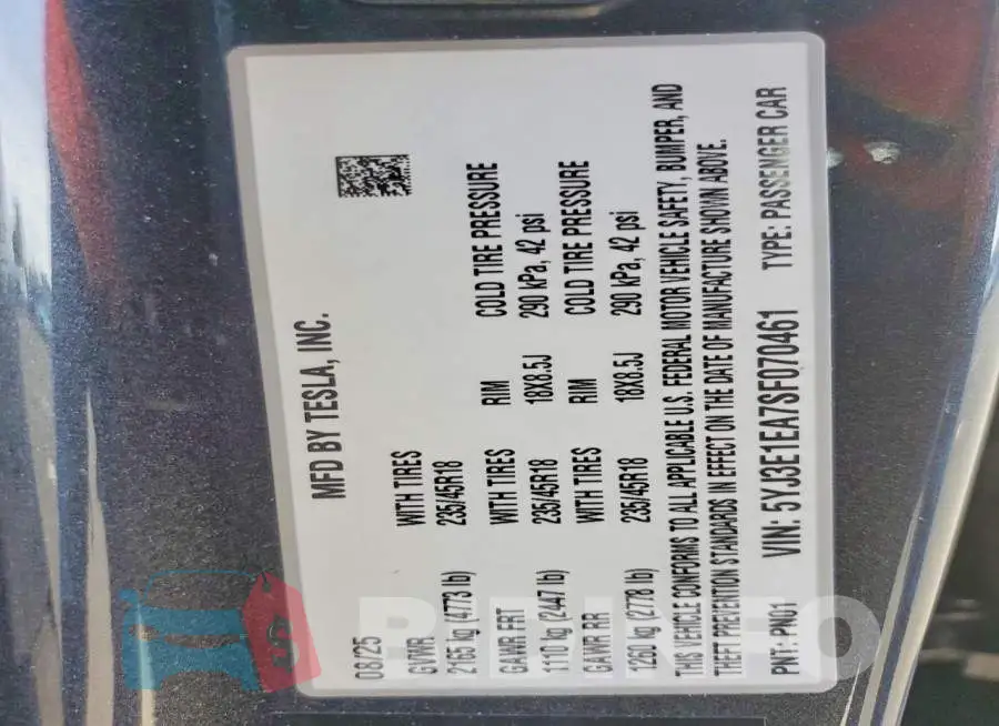 5YJ3E1EA7SF070461 Photo# 12