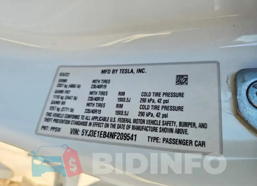 5YJ3E1EB4NF209541 Photo# 12