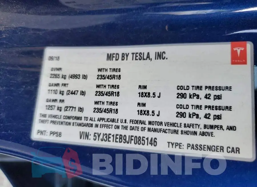 5YJ3E1EB9JF085146 Photo# 13