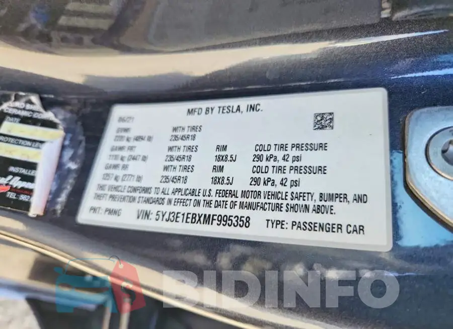 5YJ3E1EBXMF995358 Photo# 12