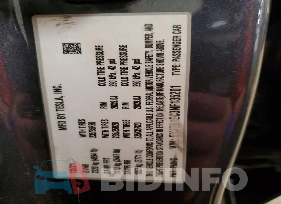 5YJ3E1EC3NF135201 Photo# 13