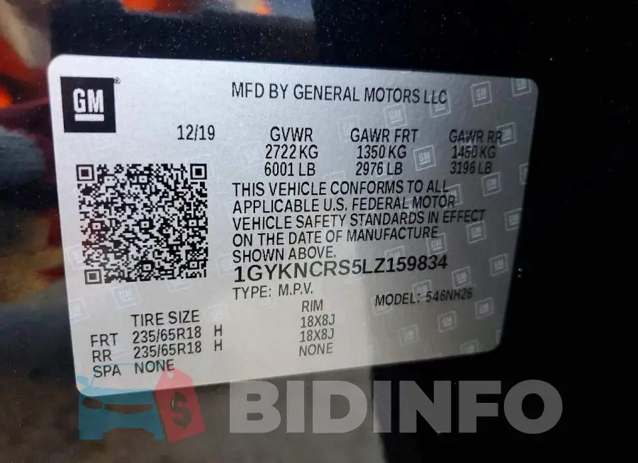 1GYKNCRS5LZ159834 Photo# 14