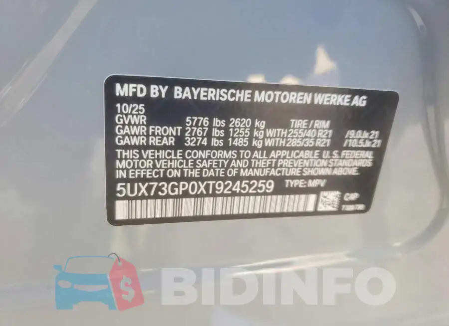 5UX73GP0XT9245259 Photo# 13