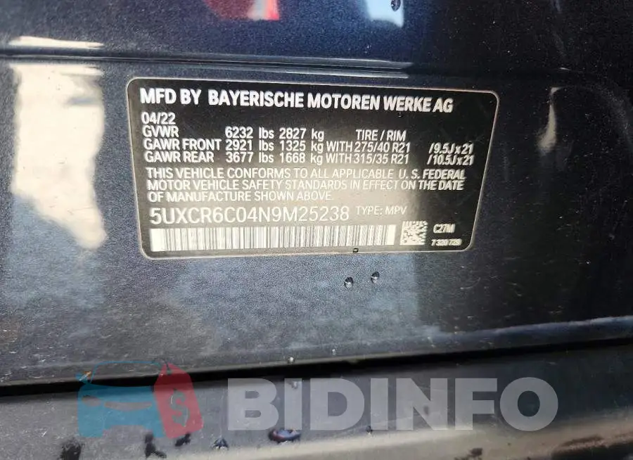 5UXCR6C04N9M25238 Photo# 14