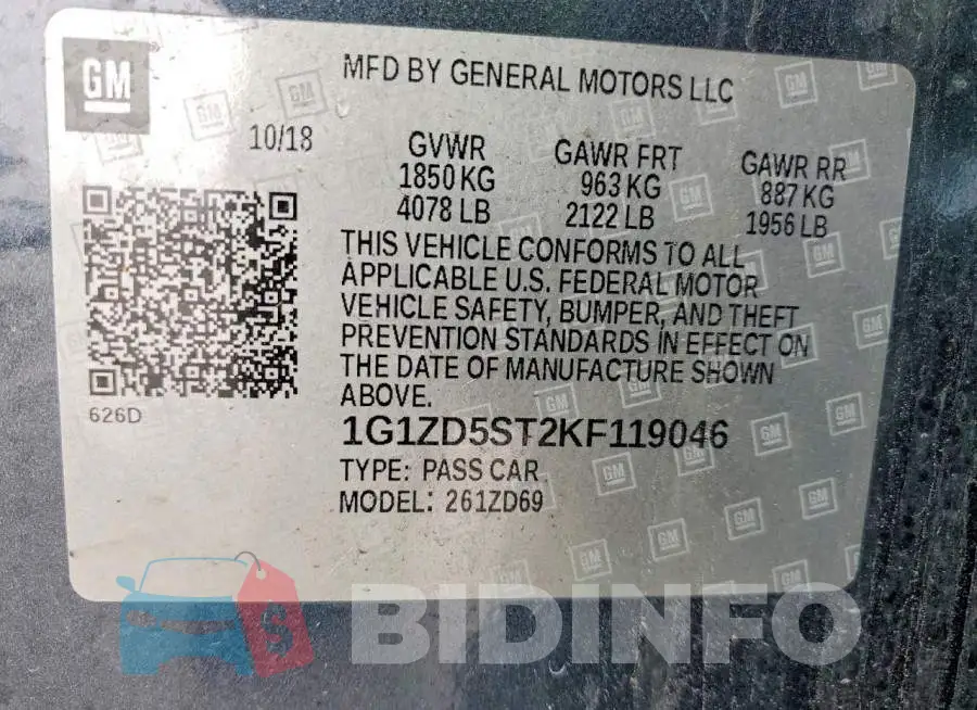 1G1ZD5ST2KF119046 Photo# 12
