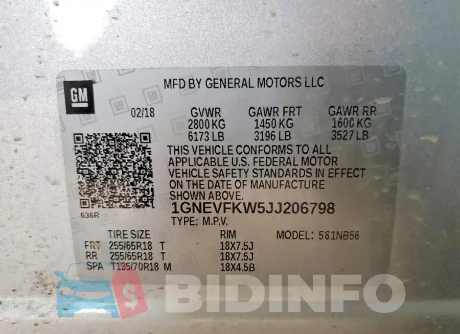 1GNEVFKW5JJ206798 Photo# 13