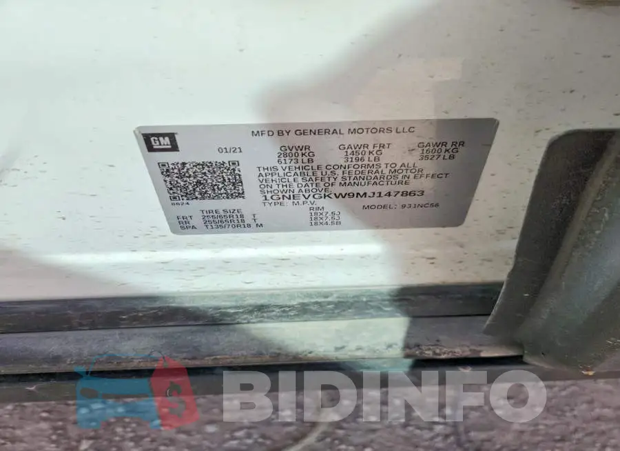 1GNEVGKW9MJ147863 Photo# 13