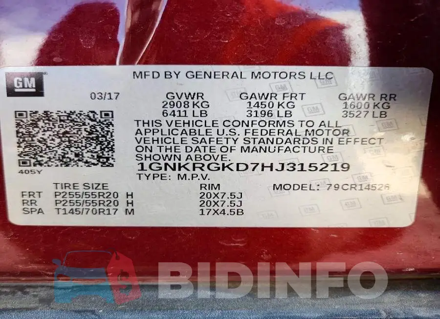 1GNKRGKD7HJ315219 Photo# 14