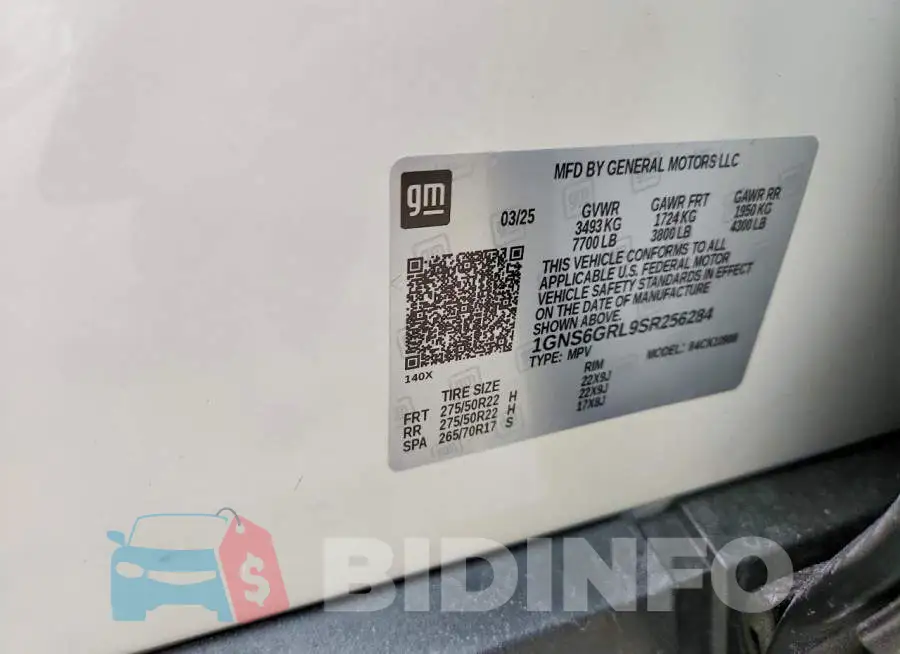 1GNS6GRL9SR256284 Photo# 14