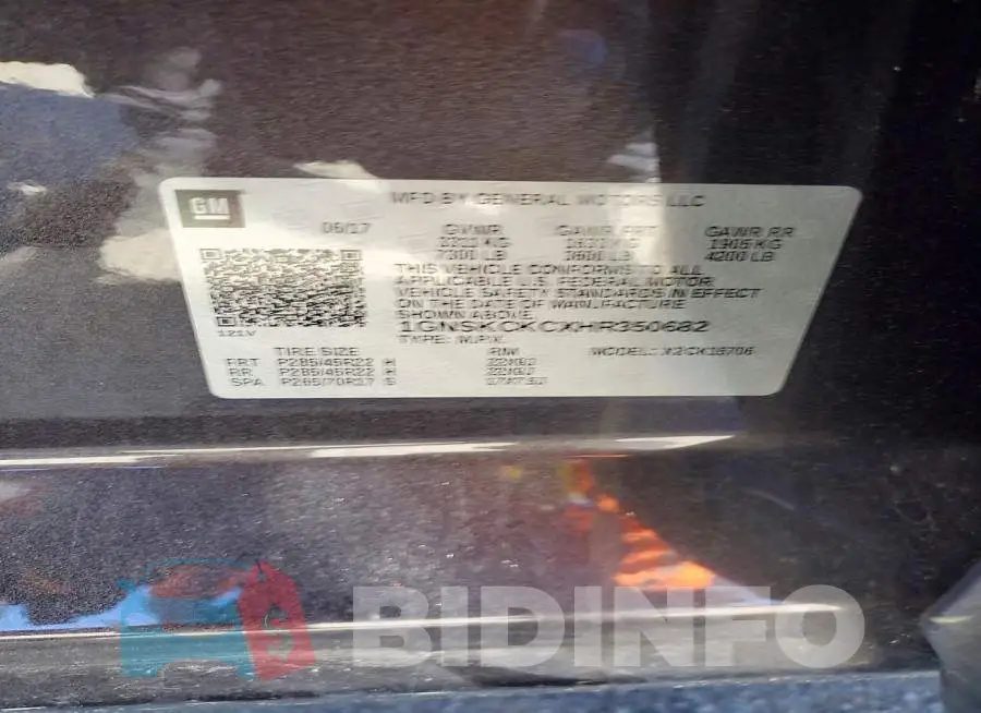 1GNSKCKCXHR350682 Photo# 13
