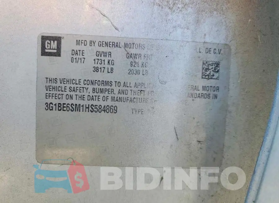 3G1BE6SM1HS584869 Photo# 13