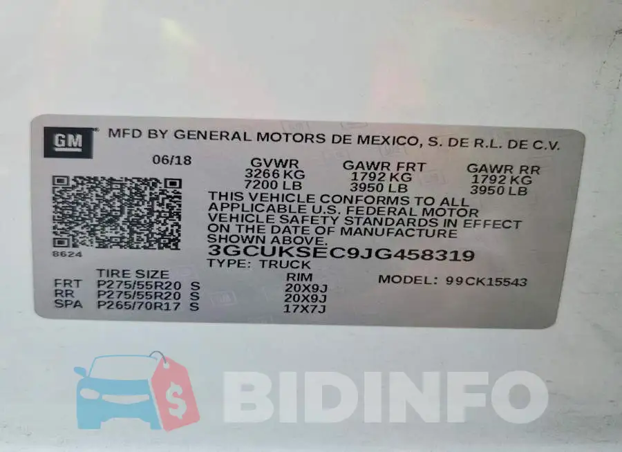 3GCUKSEC9JG458319 Photo# 12
