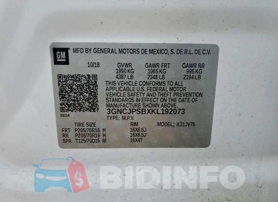 3GNCJPSBXKL192073 Photo# 13