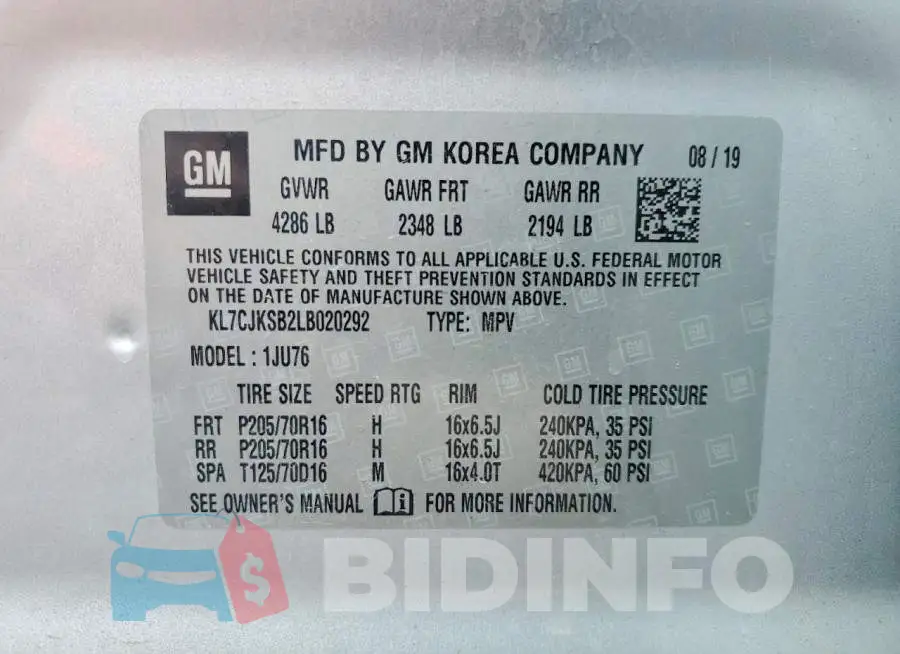 KL7CJKSB2LB020292 Photo# 14