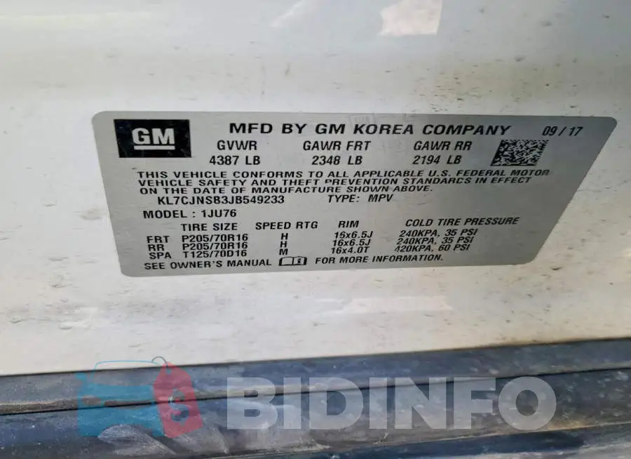 KL7CJNSB3JB549233 Photo# 13