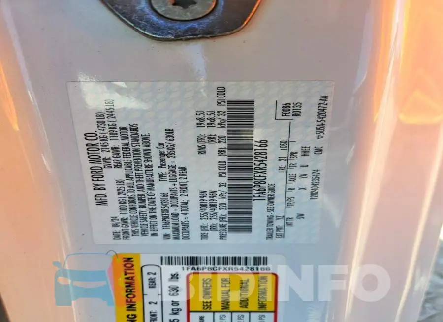 1FA6P8CFXR5428166 Photo# 12