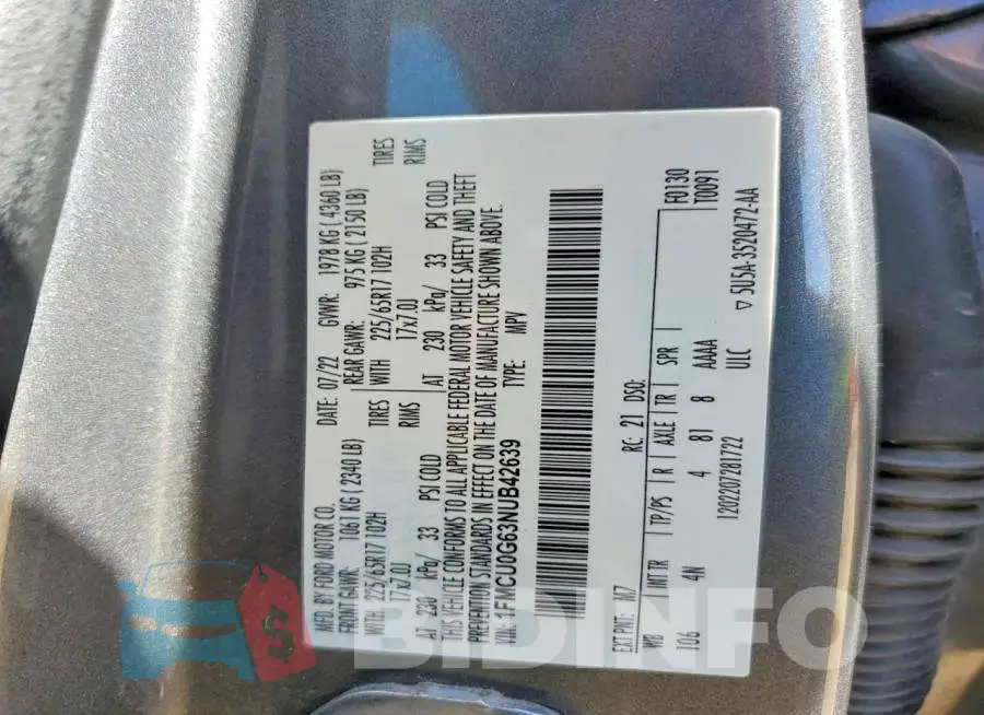 1FMCU0G63NUB42639 Photo# 13