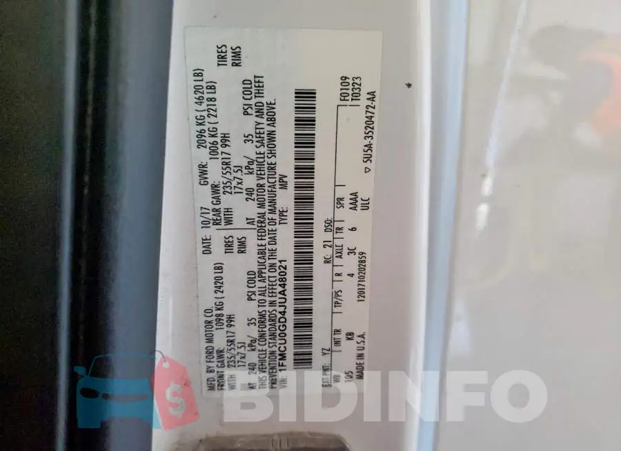 1FMCU0GD4JUA48021 Photo# 12