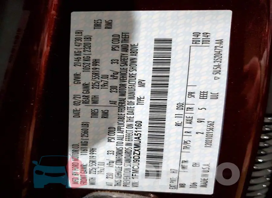 1FMCU9DZXMUA51160 Photo# 14