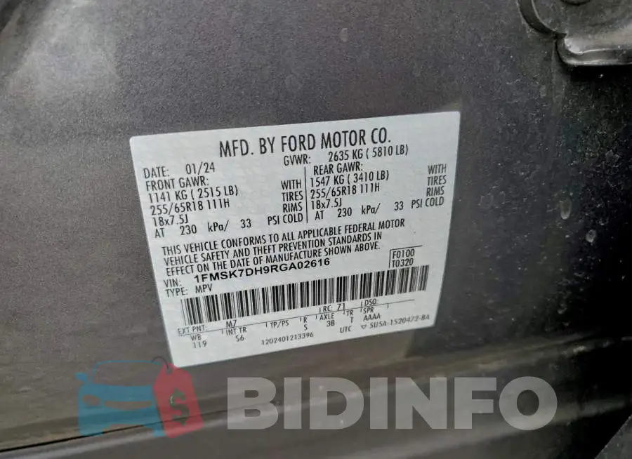 1FMSK7DH9RGA02616 Photo# 12