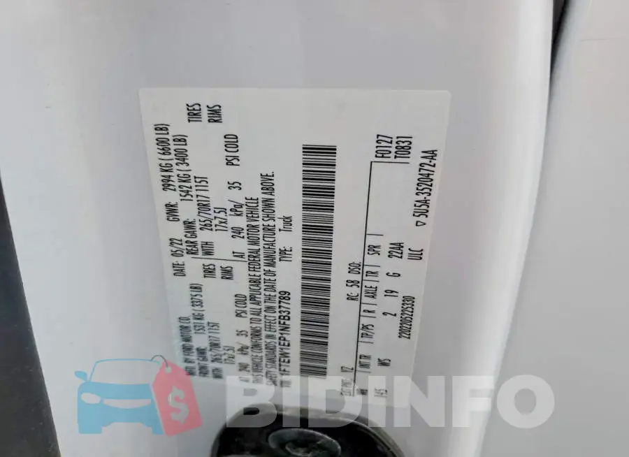1FTEW1EP1NFB37789 Photo# 12
