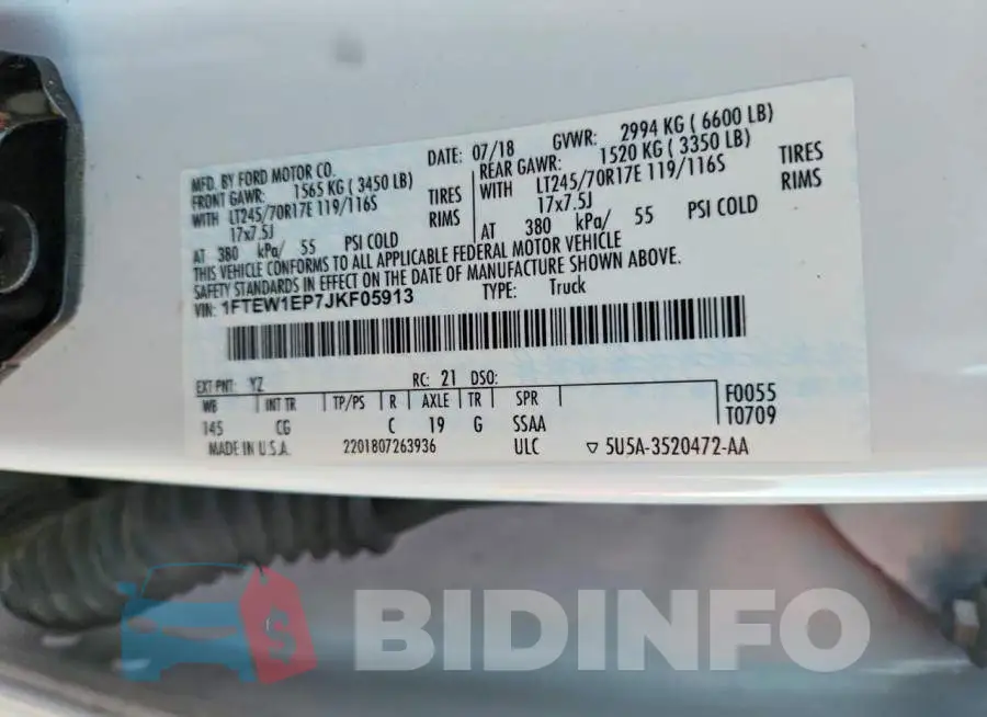 1FTEW1EP7JKF05913 Photo# 12