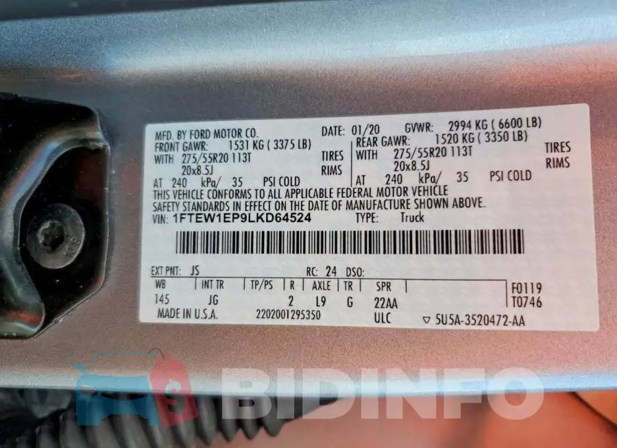 1FTEW1EP9LKD64524 Photo# 13