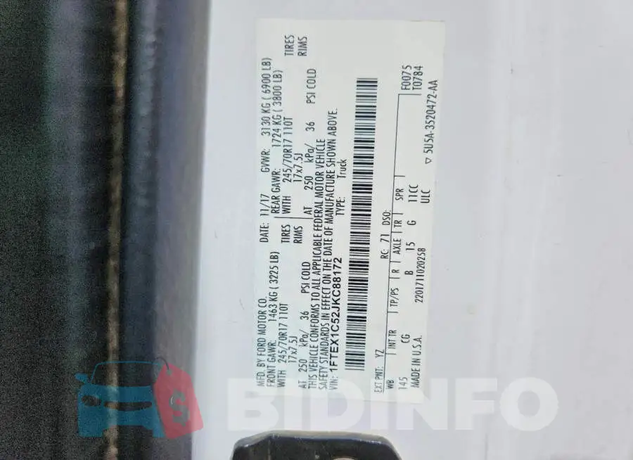 1FTEX1C52JKC88172 Photo# 12