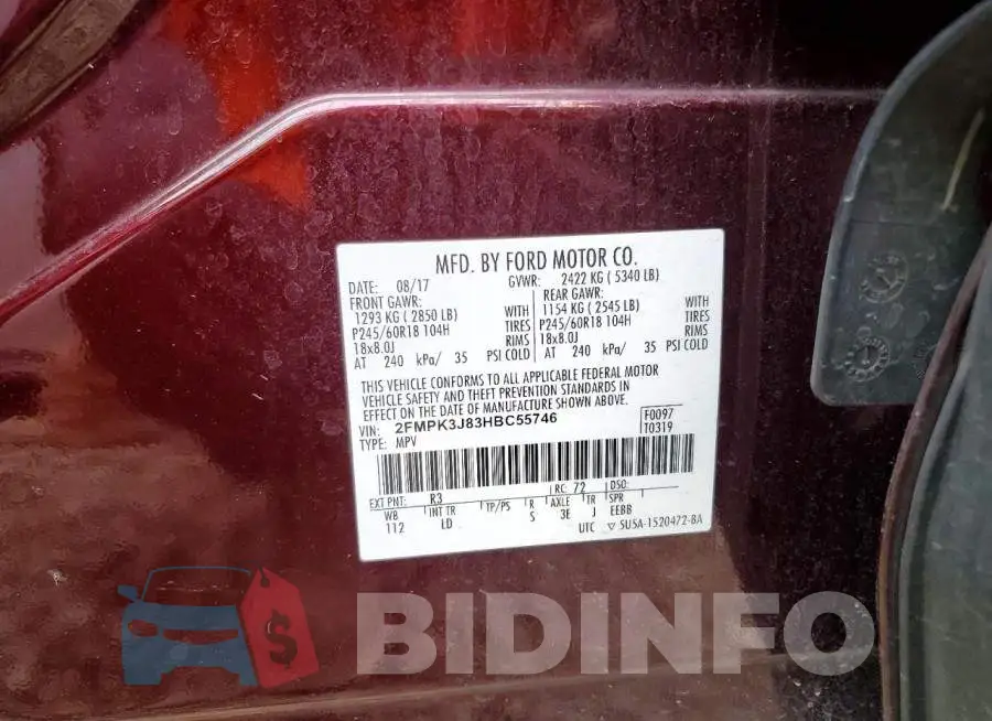 2FMPK3J83HBC55746 Photo# 14