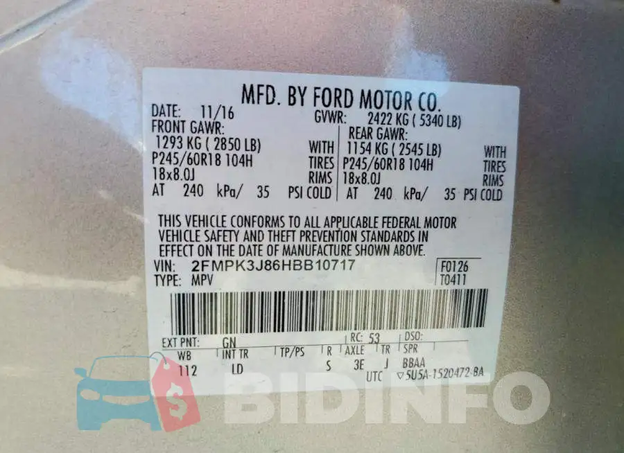 2FMPK3J86HBB10717 Photo# 14