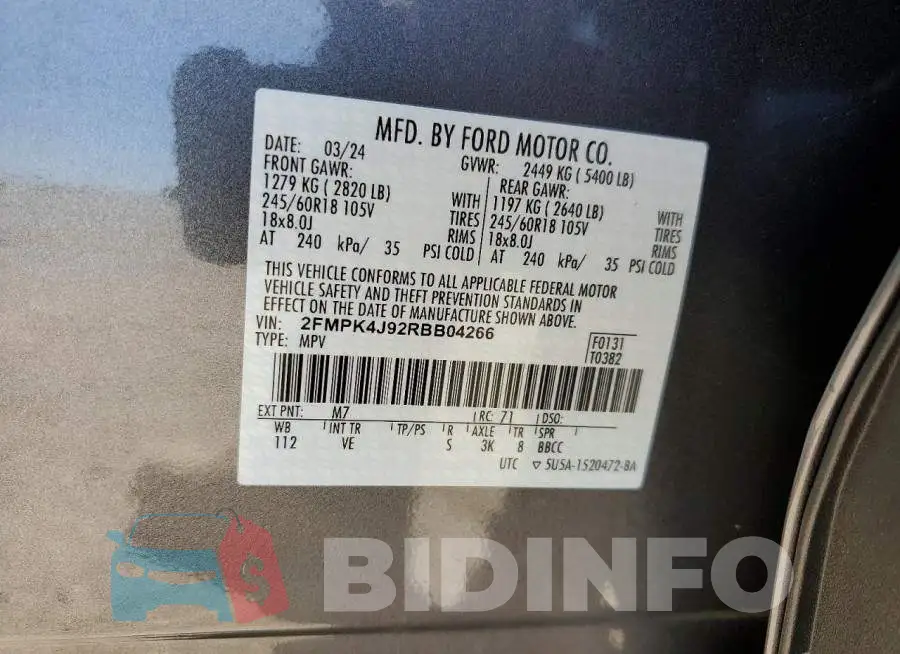 2FMPK4J92RBB04266 Photo# 13