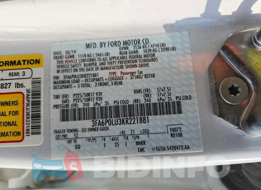 3FA6P0LU3KR221881 Photo# 12