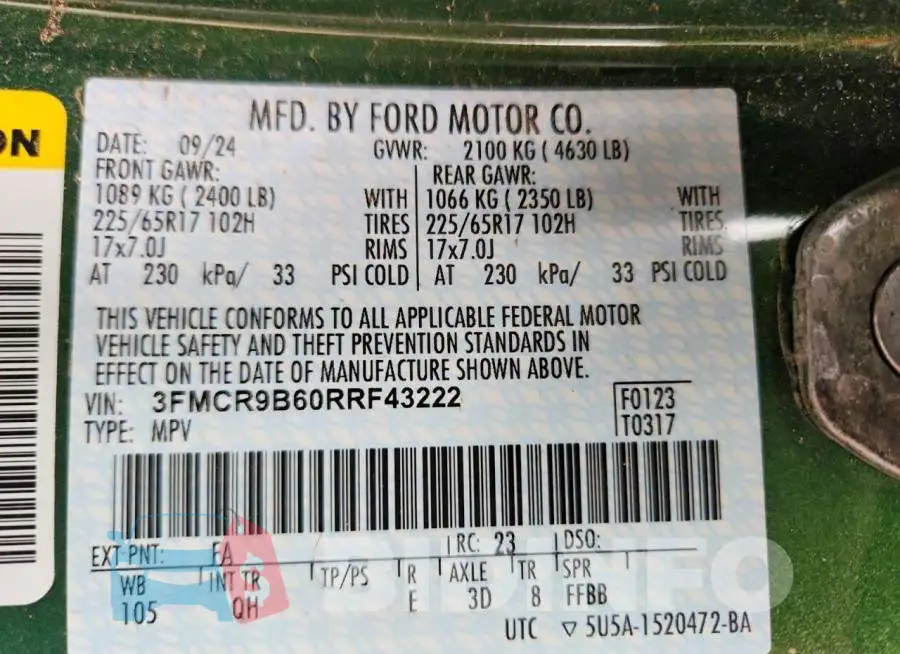 3FMCR9B60RRF43222 Photo# 12