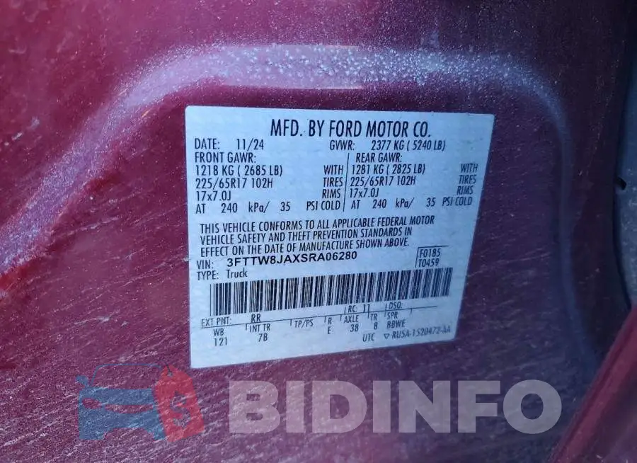 3FTTW8JAXSRA06280 Photo# 12