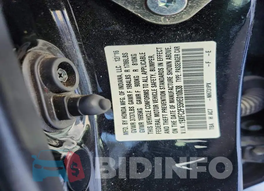 19XFC2F55HE010638 Photo# 12