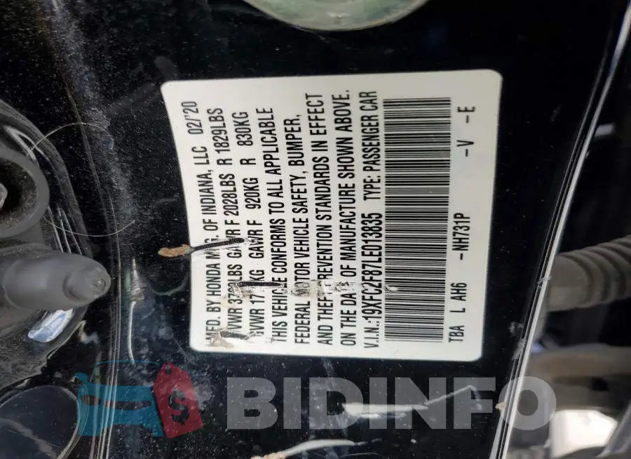 19XFC2F87LE013835 Photo# 12