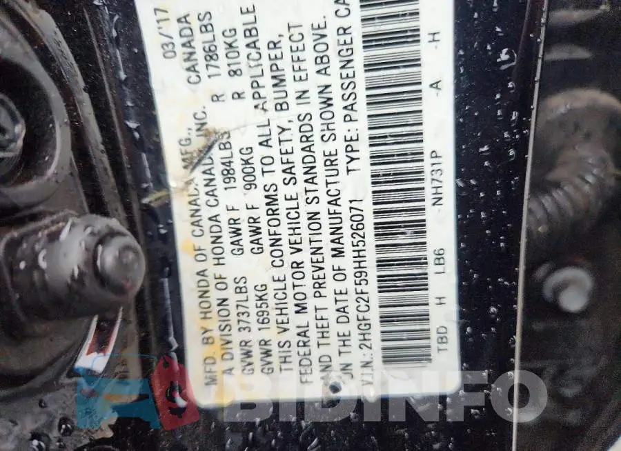 2HGFC2F59HH526071 Photo# 12