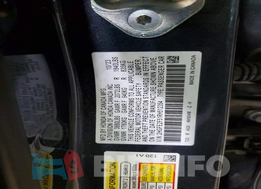 2HGFE2F51RH512354 Photo# 12