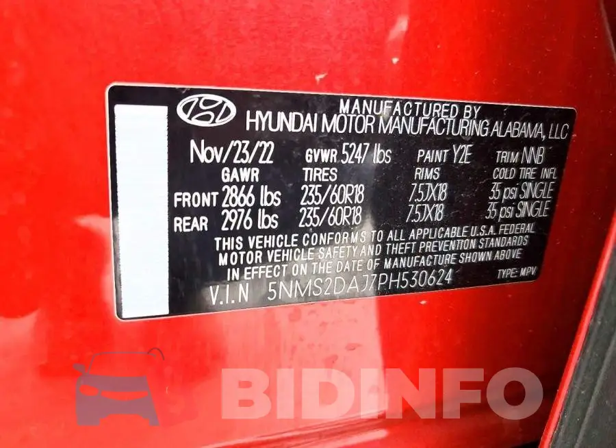 5NMS2DAJ7PH530624 Photo# 12