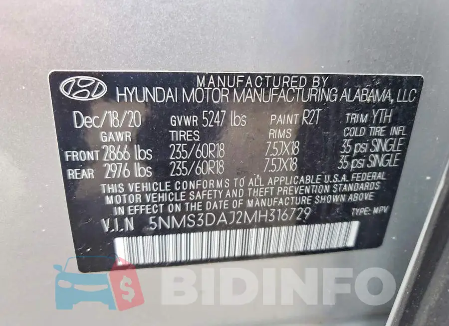 5NMS3DAJ2MH316729 Photo# 12